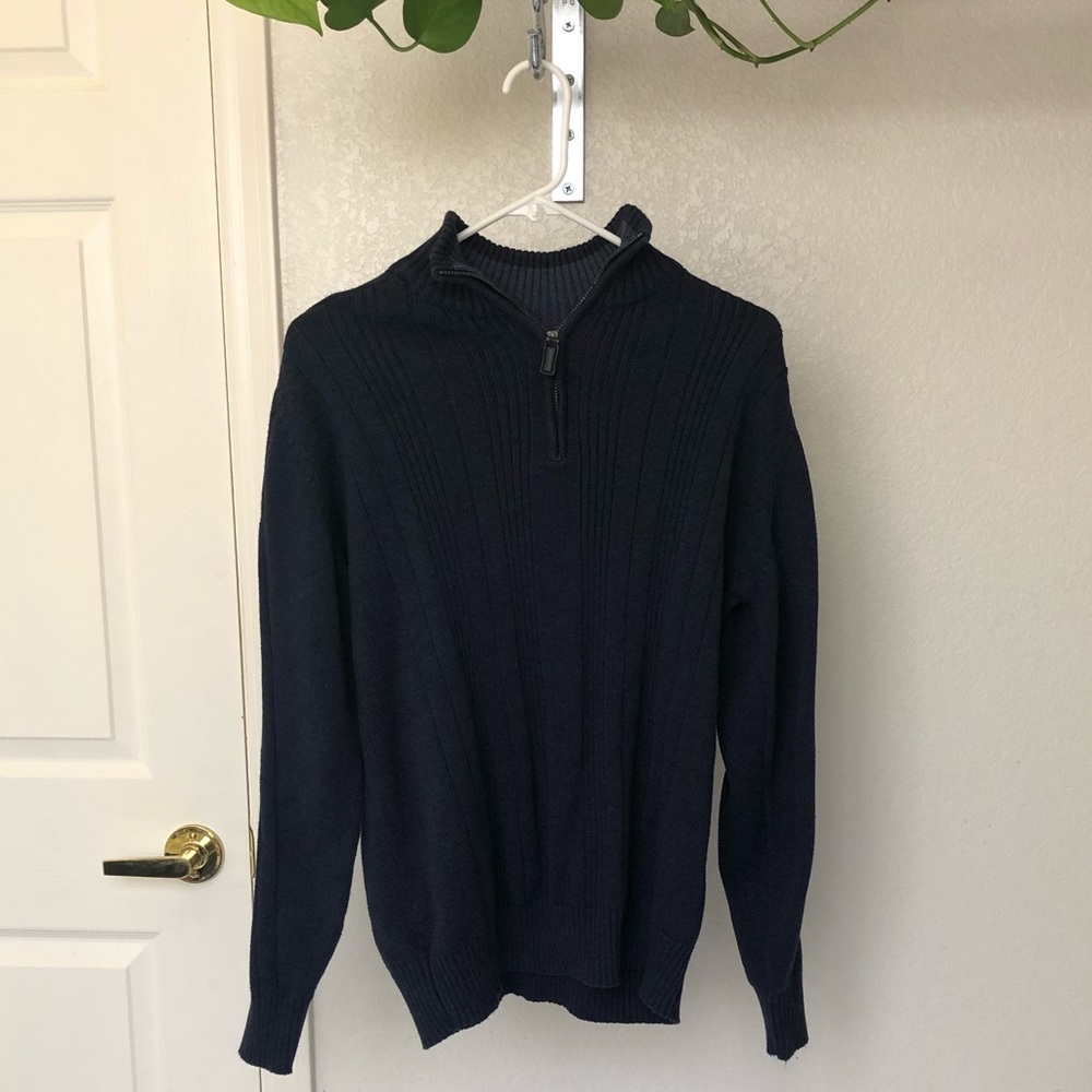 Oscar De La Renta Navy Men’s 1/4 Zip Sweater